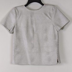 LOFT • Gray & Cream Faux Leather Front Top Size XS